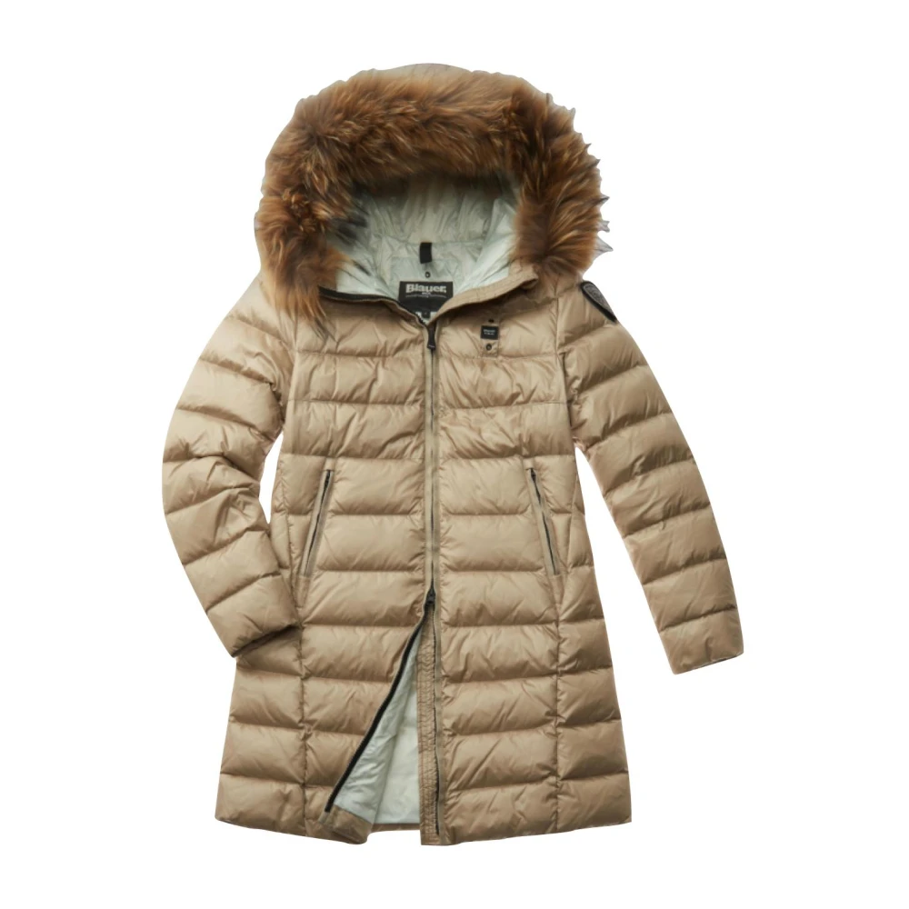 Blauer Gestreepte gewatteerde jas Kristin Beige Dames