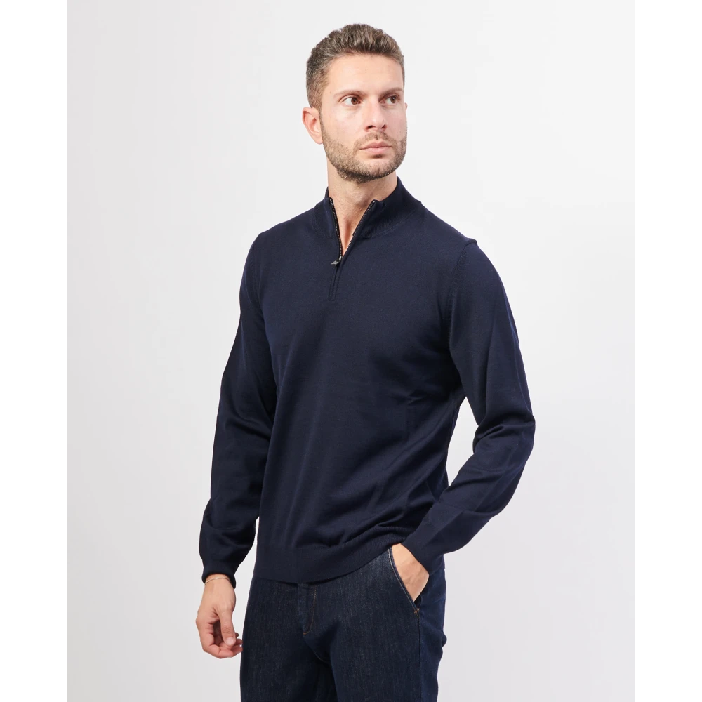 Hugo Boss Blauwe V-hals trui met exclusieve details Blue Heren