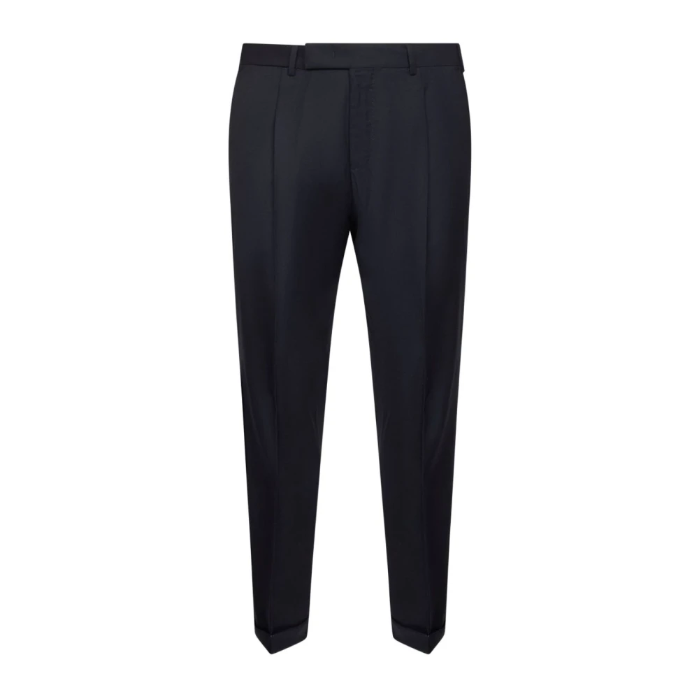 Pt Torino Men's Blue Luxurious Wool Blend Trousers
