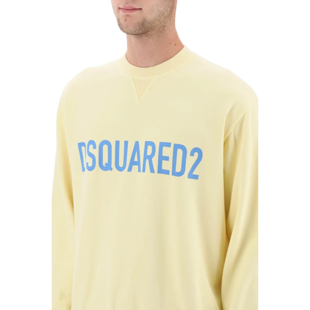 Dsquared2 Logo Print Sweatshirt met ronde hals Yellow Heren