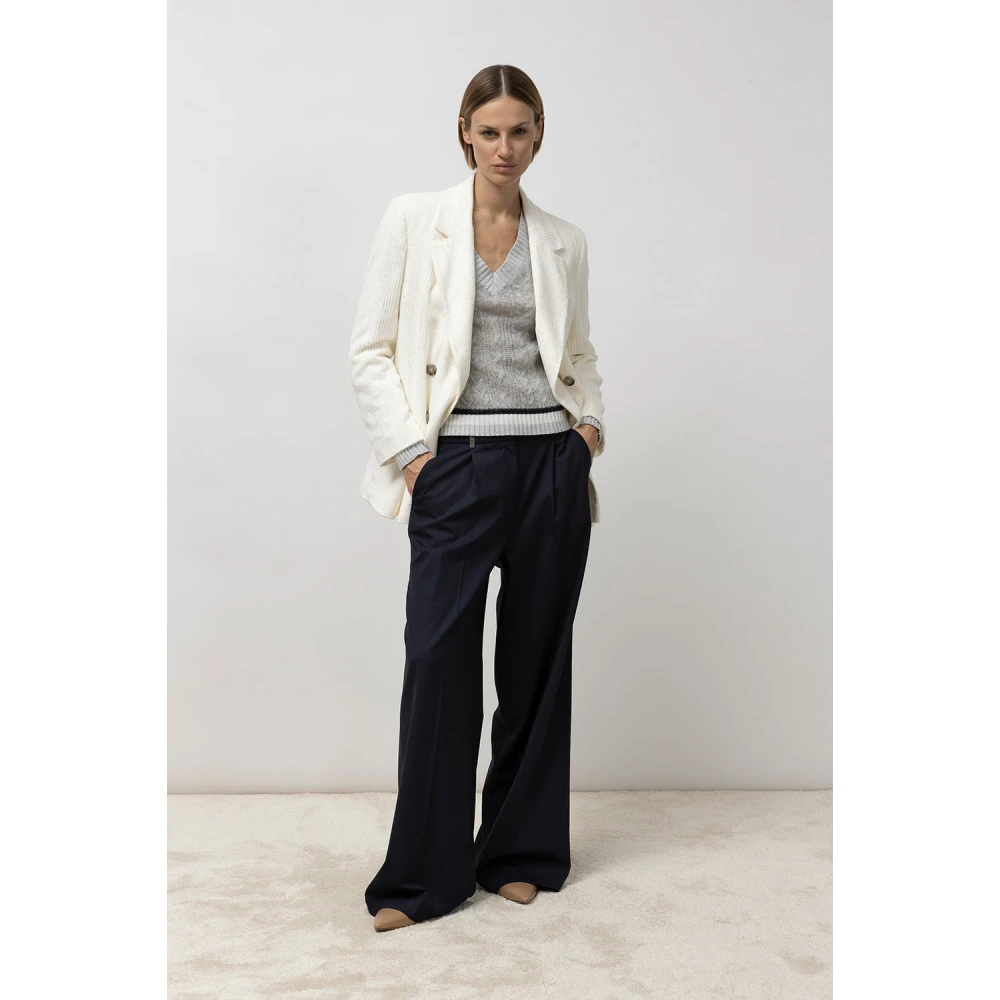 PESERICO Technische wol palazzo broek Blue Dames