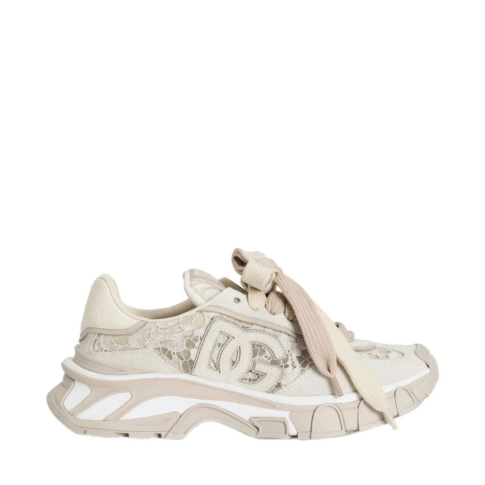 Dolce & Gabbana Lace Sneaker met DG Patch Dames Schoenen Veelkleurig Multicolor