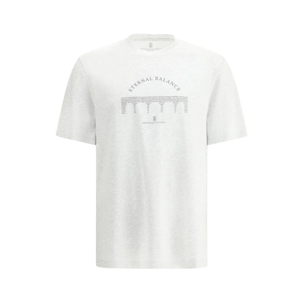 BRUNELLO CUCINELLI Katoenen T-shirt met Maxi Print Gray Heren
