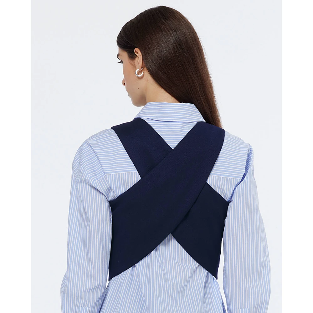 Scotch & Soda Gabardine Twill Cross Back Vest Blue Dames