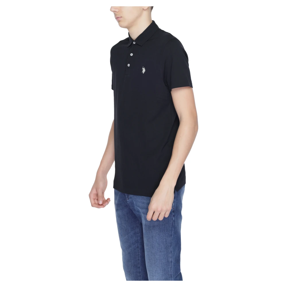 U.s. Polo Assn. Zwarte Katoenen Polo Knoopsluiting Black Heren