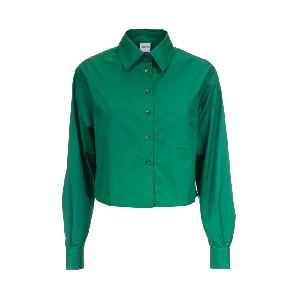 Aspesi Groene Katoenen Poplin Overhemd Green Dames