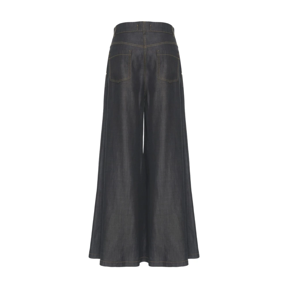 Kaos Zwarte Wijde Broek met Metalen Details Black Dames