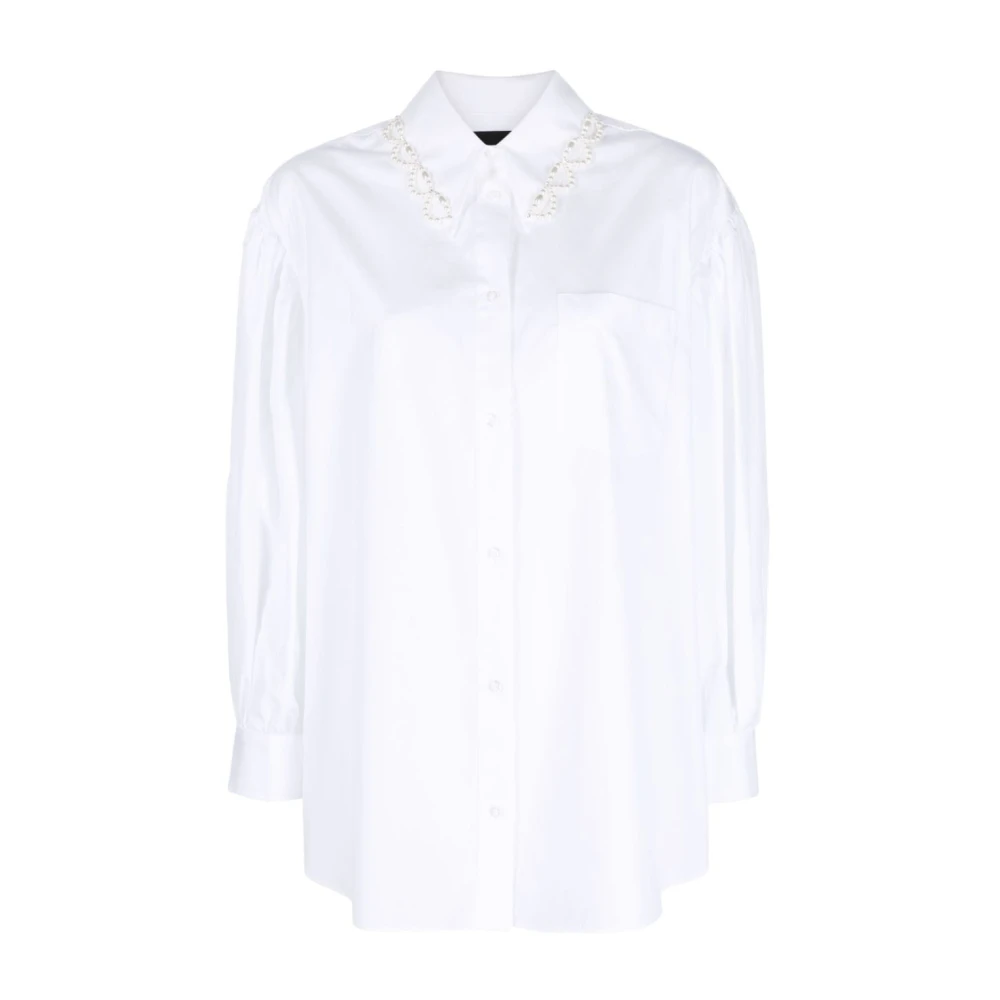 Simone Rocha Witte Klassieke Pofmouw Shirt met Borduursel White Dames