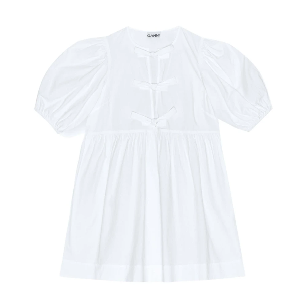 Ganni Women's White Short Dresses, S, Cotton Dress