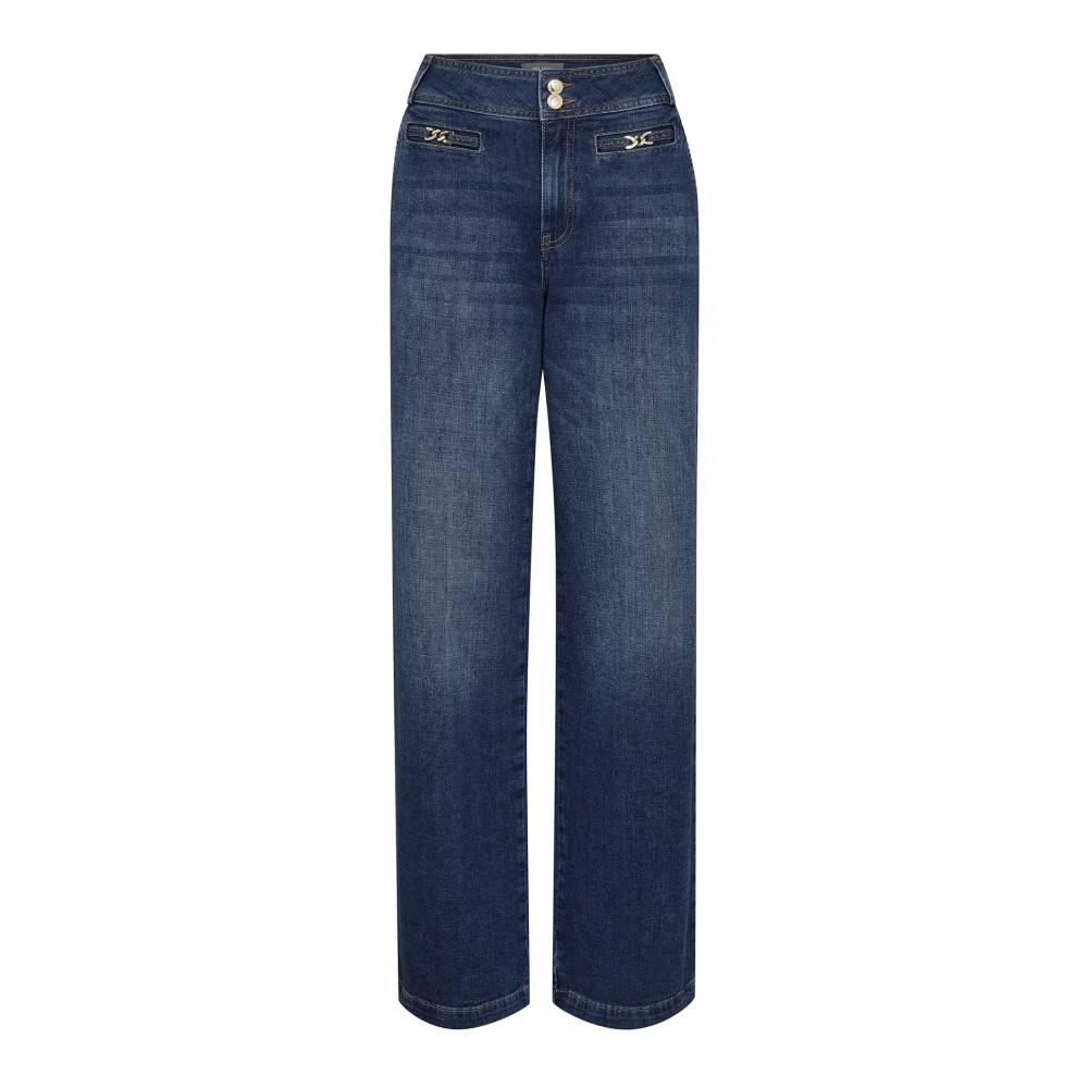 Mos Mosh Blue Peach Jeans In Dark - Female - Straight Fit Jeans - W33 - Jeans