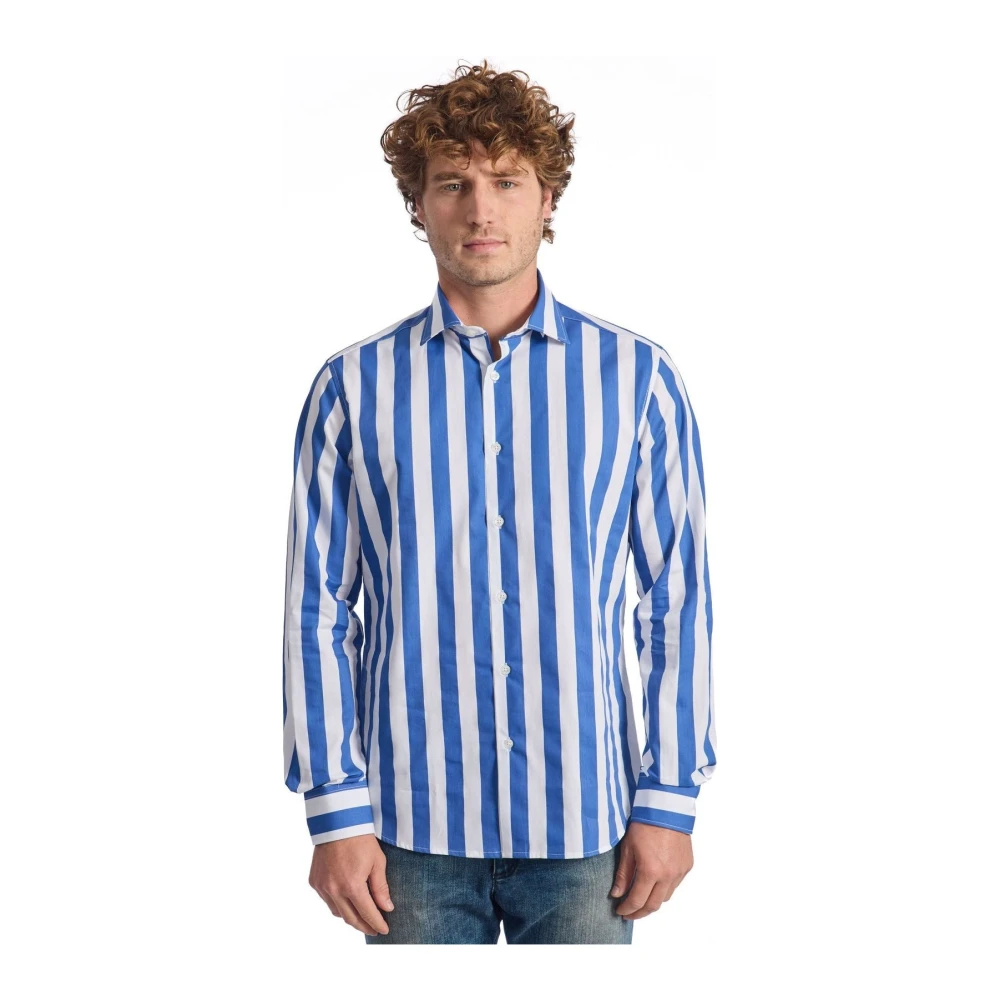 Baldinini Tijdloze Elegantie Gestreept Overhemd Blue Heren