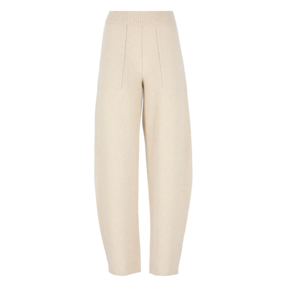 UMA Wang Beige Kasjmier Elastische Taille Broek Beige Dames