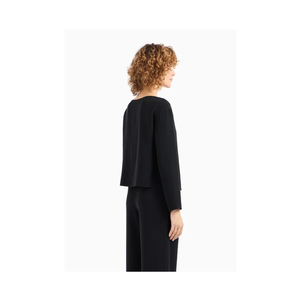 Emporio Armani Cady blouse met knoopdetail Black Dames
