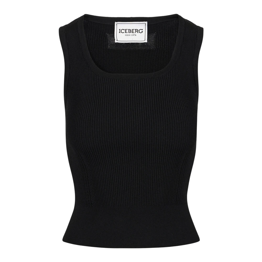 Iceberg Kleine zwarte geribbelde hemdje Black Dames
