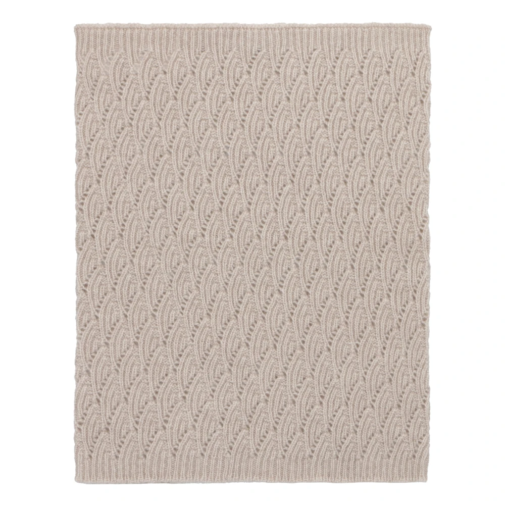 Malo Kashmir Ribbstickad Stickad Krage Tröja Beige, Dam