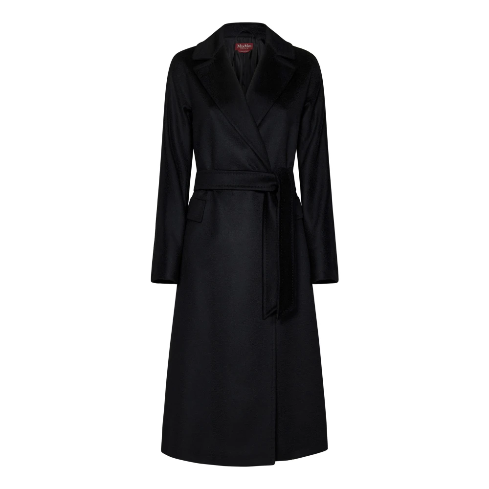 Max Mara Zwarte dubbelrijige wollen jas Black Dames