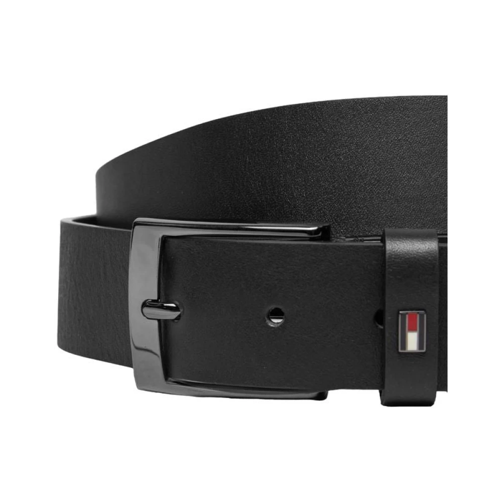 Tommy Hilfiger Zwarte Leren Riem Collectie Herfst Winter Black Heren