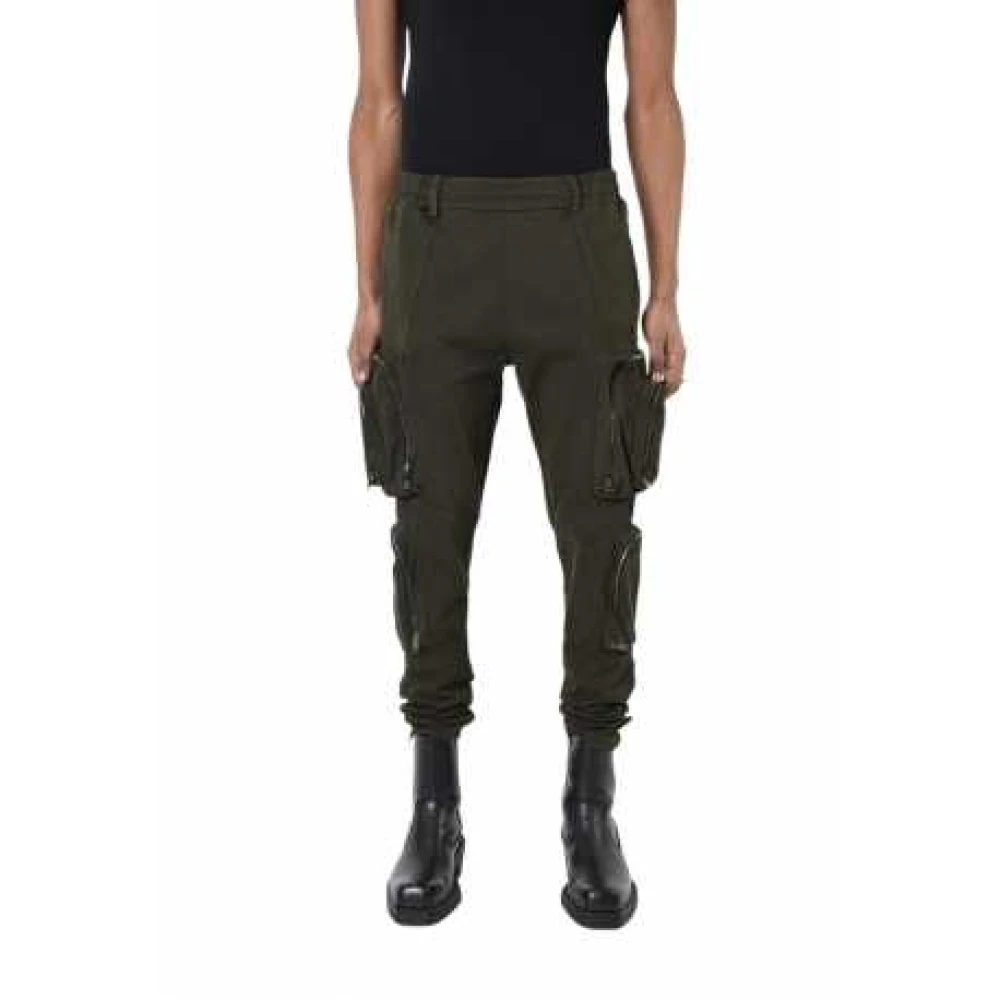 La Haine Inside Us Khaki Cargo Broek met Meerdere Ritszakken Green Heren