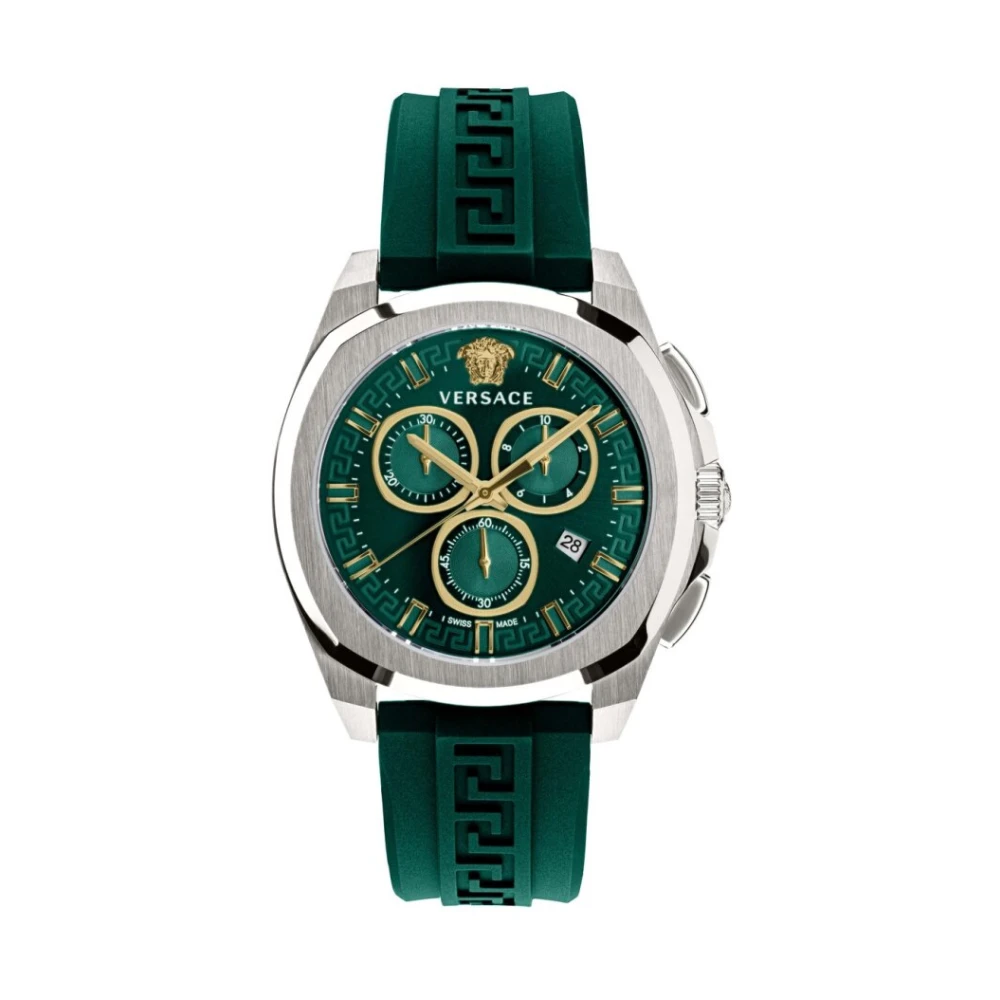 Versace Gray Watches, Male, One Size, Chrono Geo Chronograph Watch Green Gold