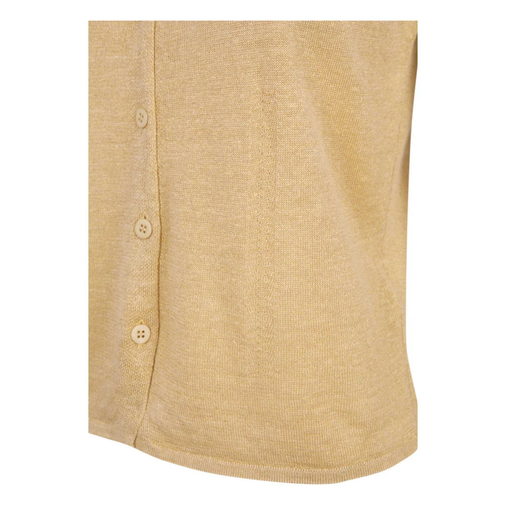 Cortana Premium Linnen Zijde Gebreid Vest Beige Dames