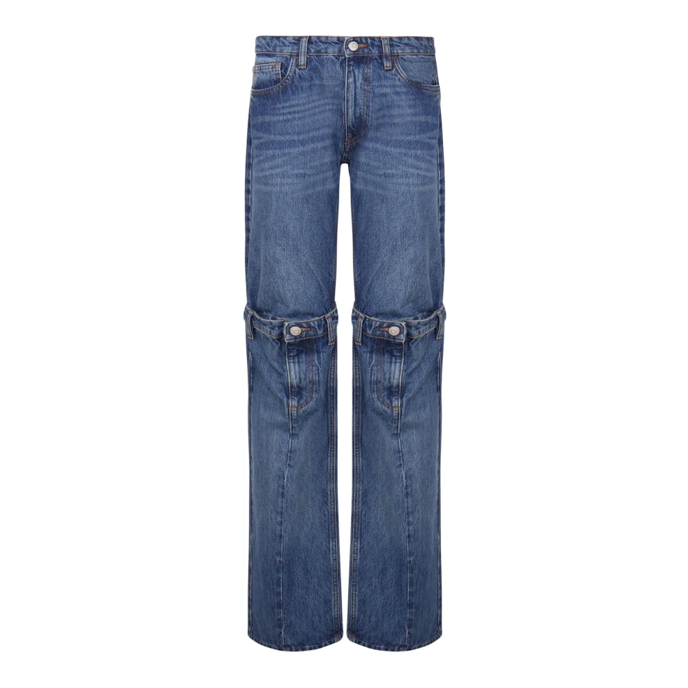 Coperni Blauwe Denim Jeans Rits Knoopsluiting Blue Dames