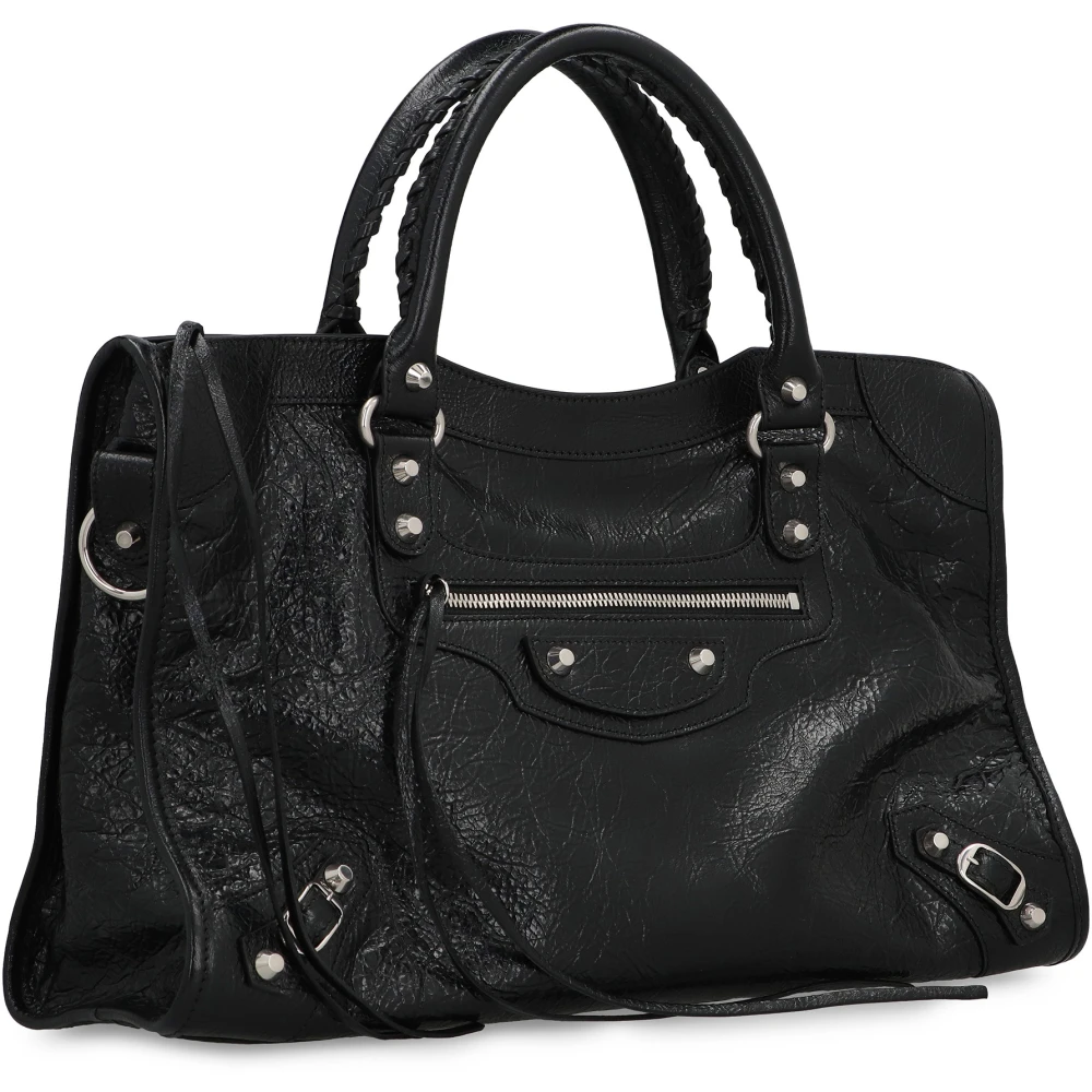 Balenciaga Gestikte Leren Schoudertas Black Dames