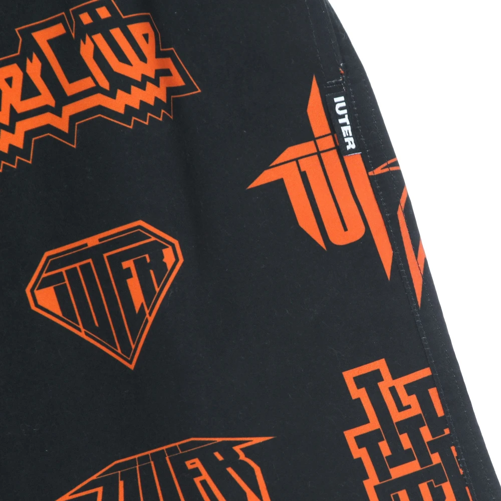 Iuter Zwarte Horns Allover Boardshorts met Elastische Taille Black Heren