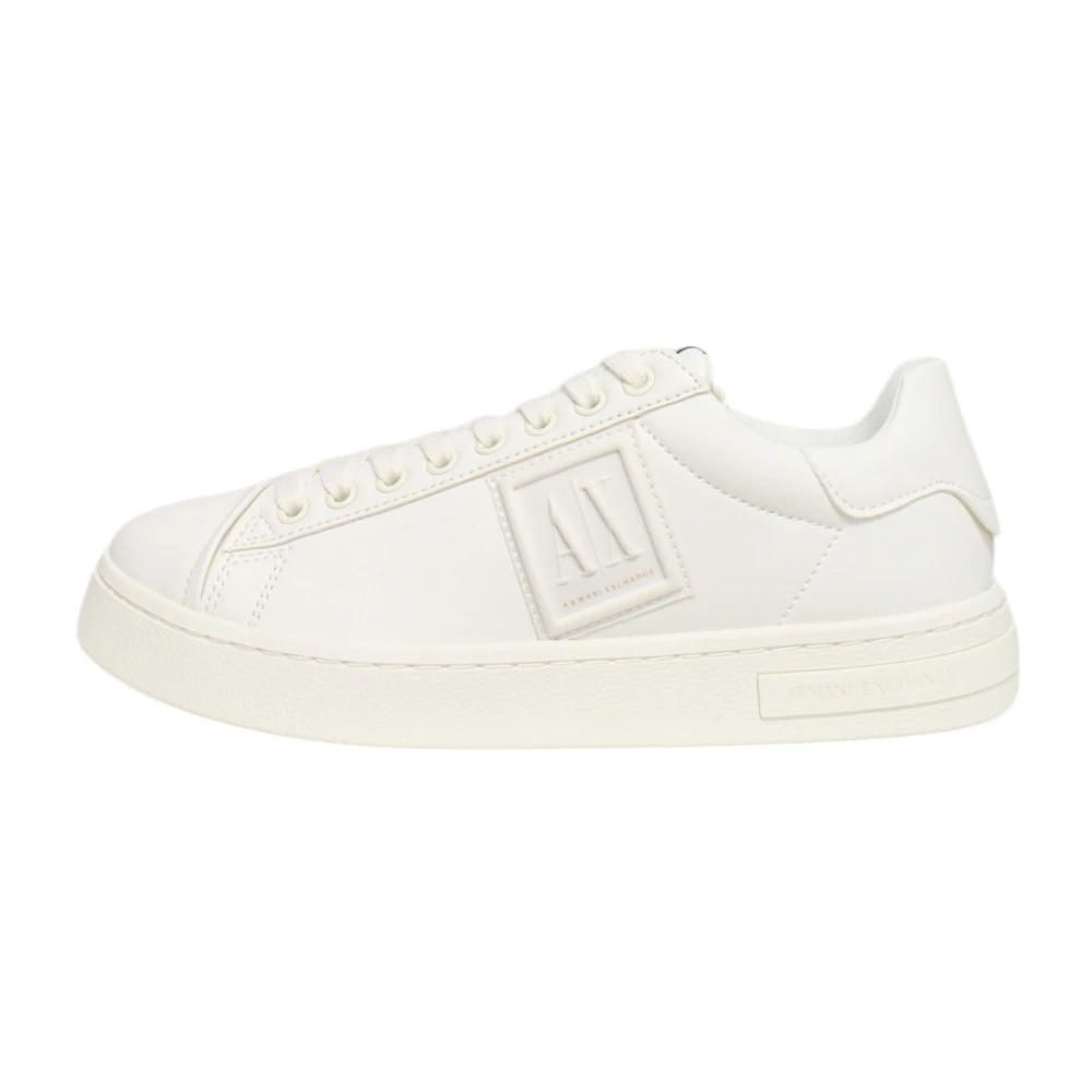 Armani Exchange Men's White Sneakers, 6 Uk, Ecopelle Trainers With Logo Detail