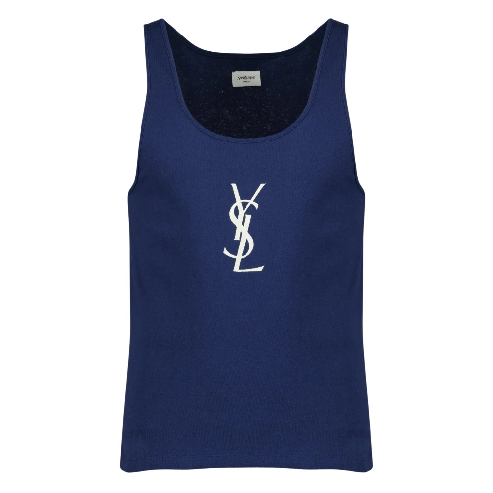 Saint Laurent Blue Cassandre Tank Top - Male - Sleeveless Tops - M - Tops