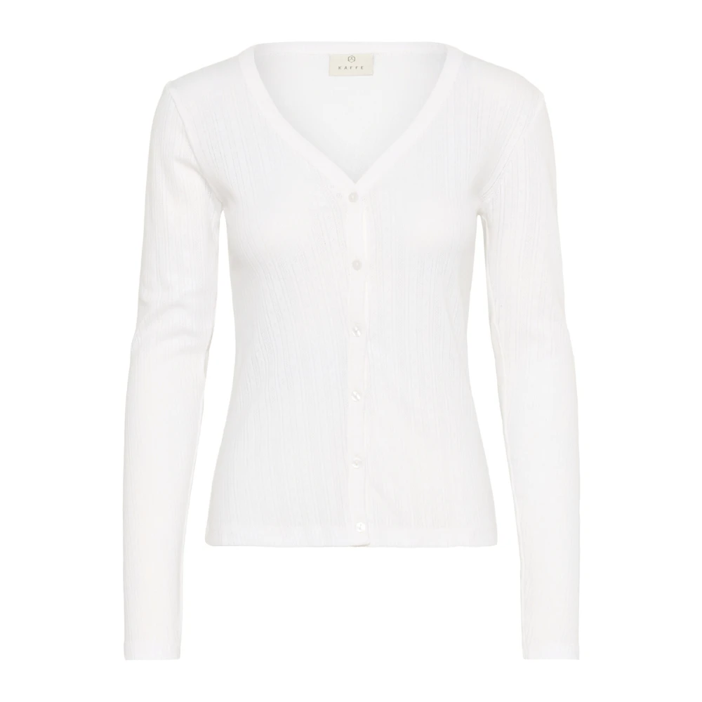 Kaffe Vrouwelijke Cardigan Pointelle Gebreid Krijt White Dames