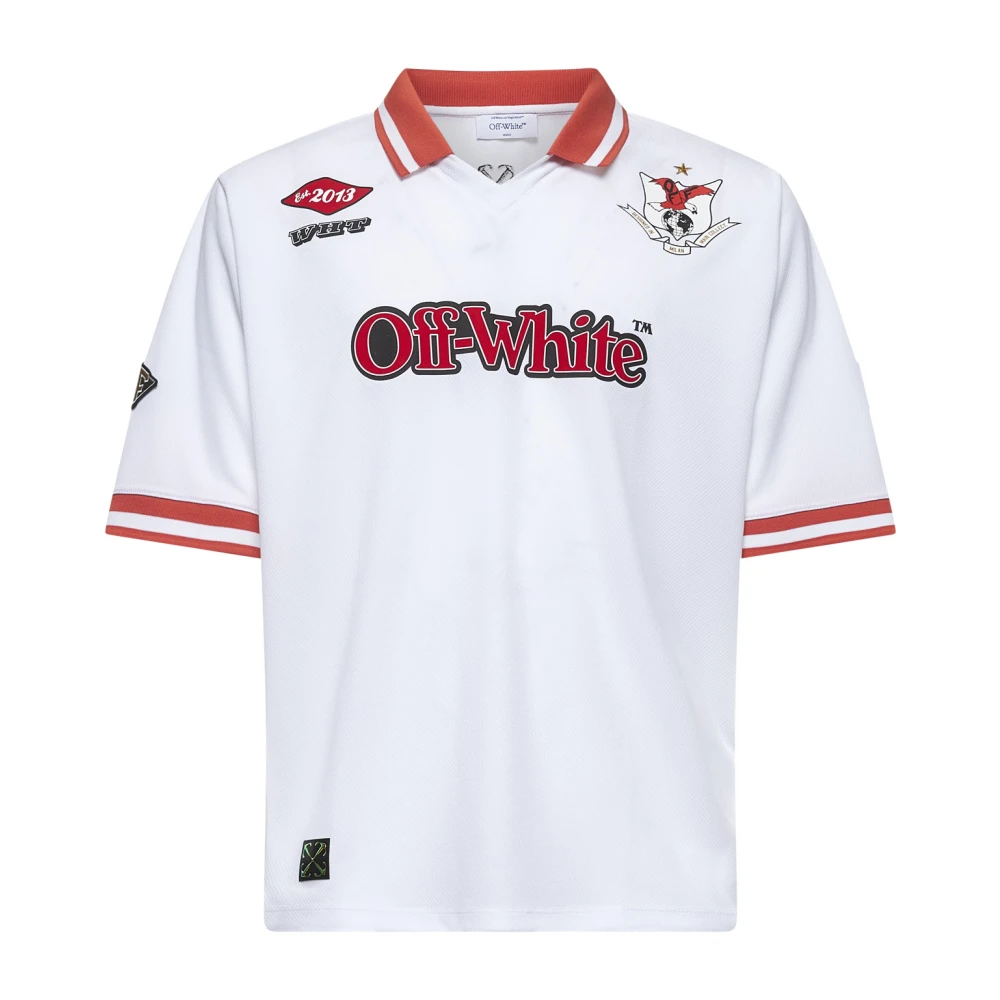 Off White Gestreept V-hals Poloshirt White Heren