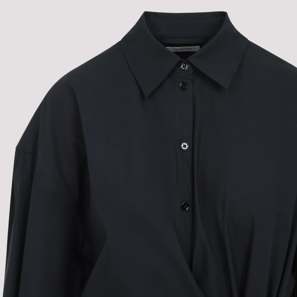 Lemaire Gedraaide Kraag Jurk in Jet Black Dames