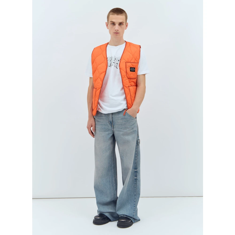 Awake NY Gewatteerde V-halsvest met Logo Patch Orange Heren