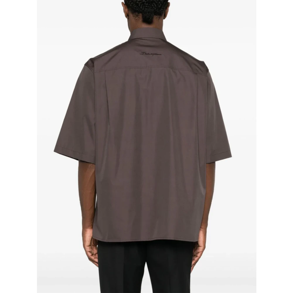 Dolce & Gabbana Hawaii Shirt Bruin Katoen Poplin Brown Heren