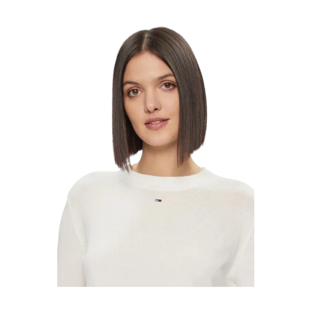 Tommy Jeans Trui met Ronde Hals White Dames