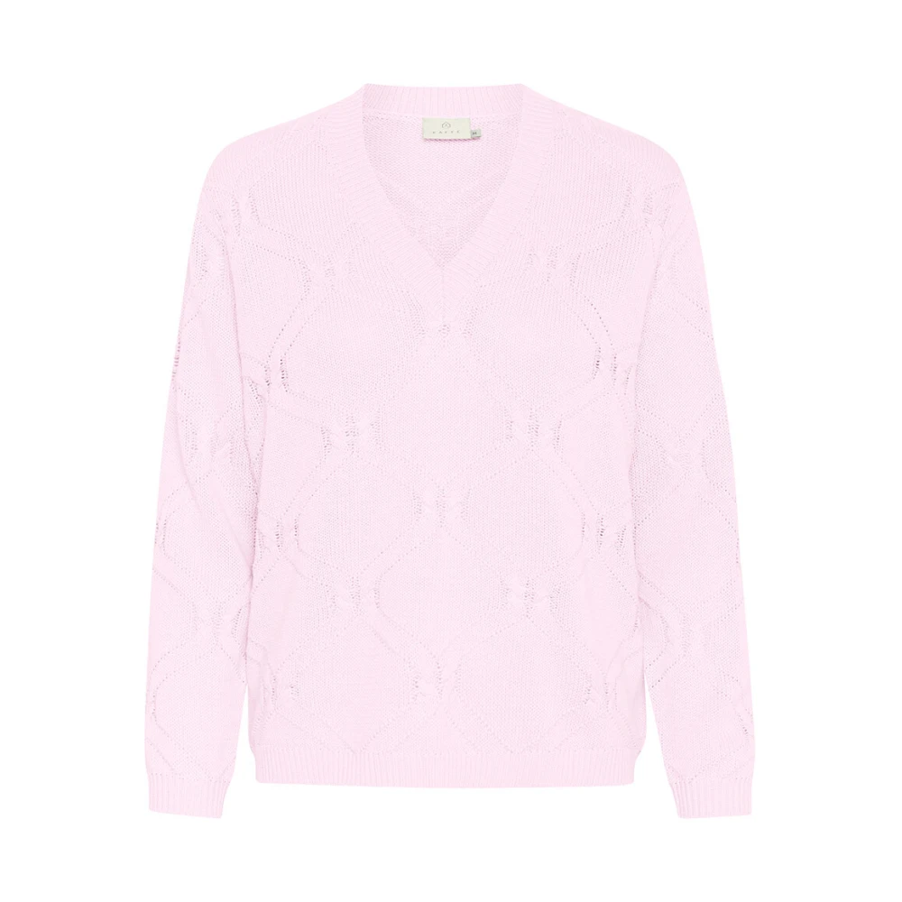 Kaffe Lila Snö Stickad Tröja Pullover Pink, Dam