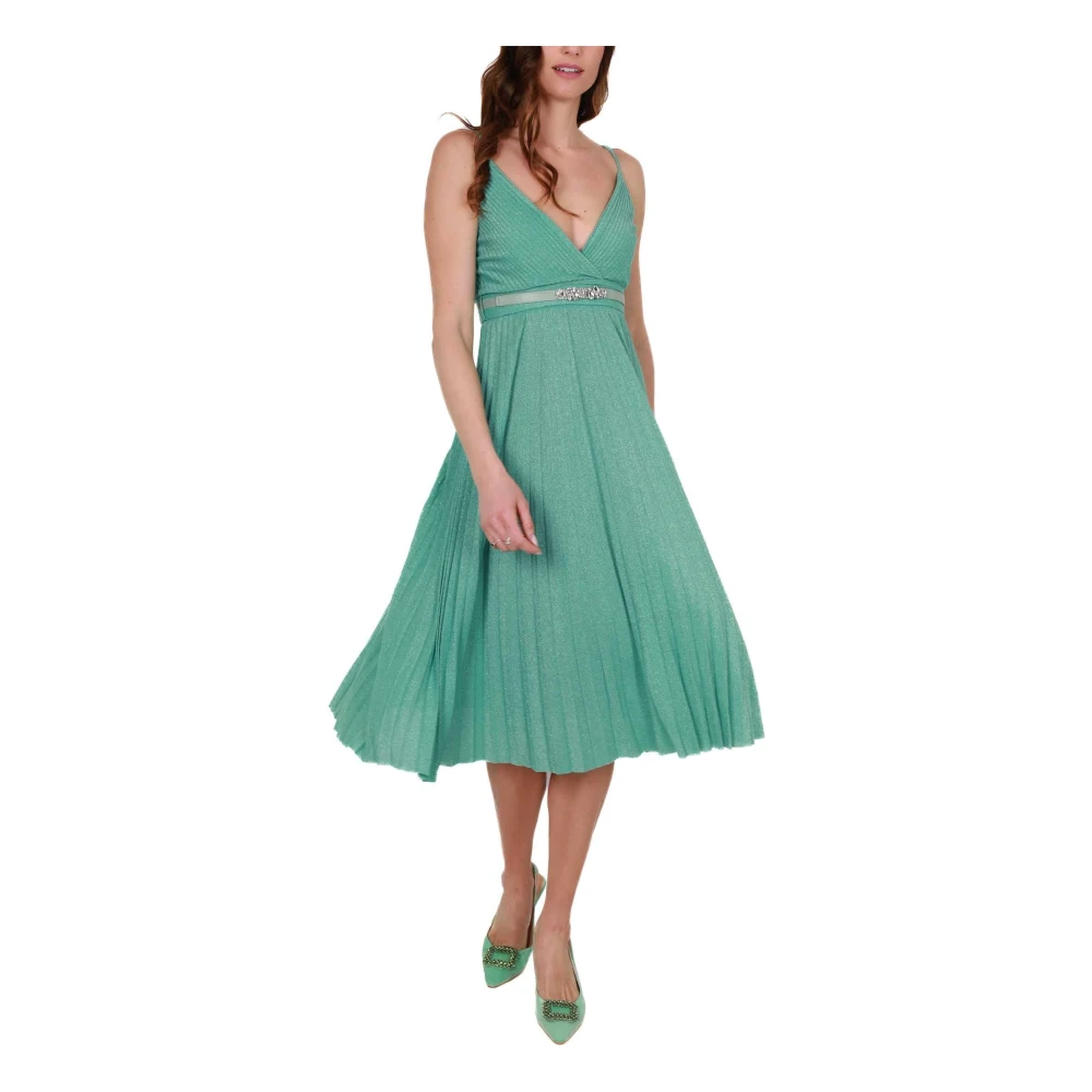 Liu Jo Korte Lurex Jersey Jurk Aquamarijn Blue Dames