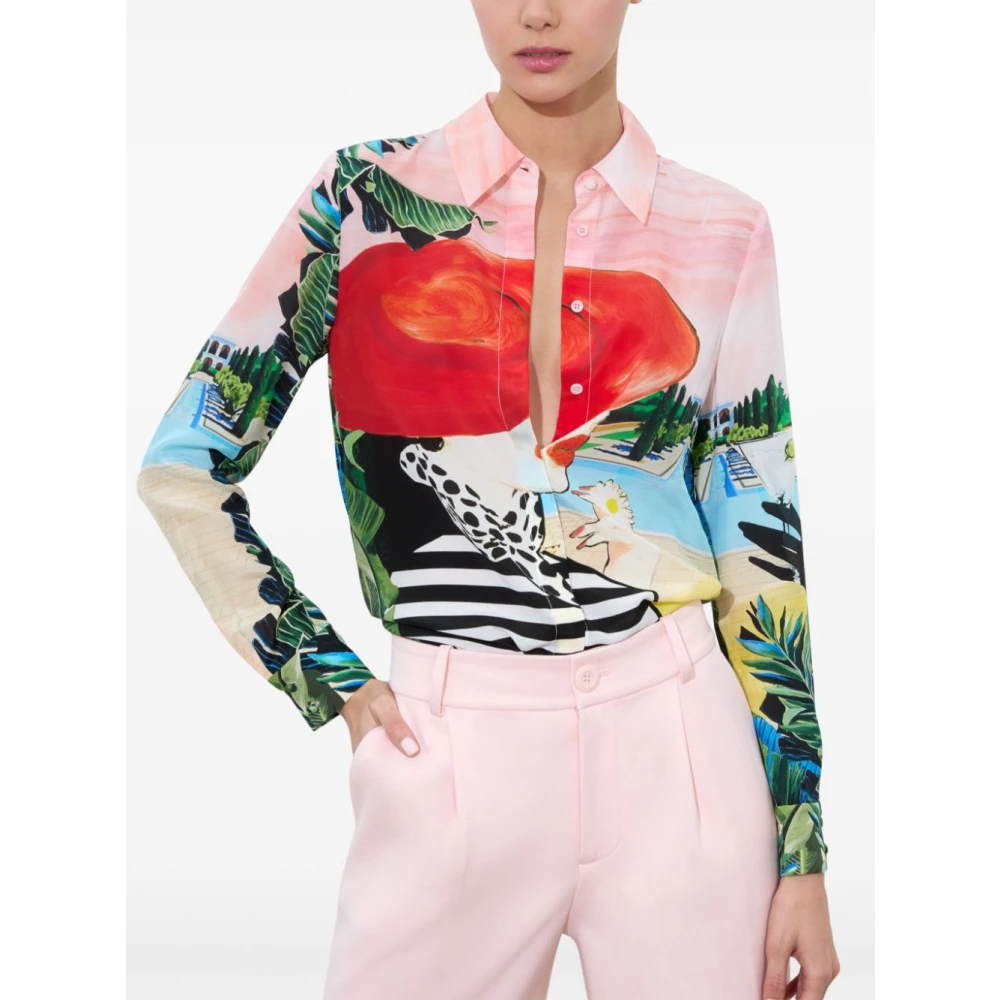 alice + olivia Grafische Print MultiColour Top met Roze Accents Multicolor Dames