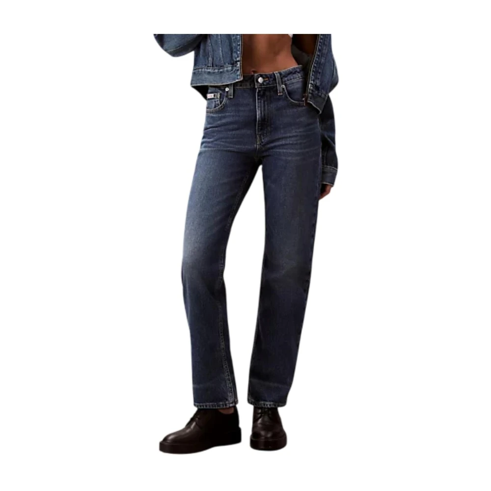 Calvin Klein Women's Blue High Rise Straight Jeans - Straight Fit Jeans - W28 - Jeans