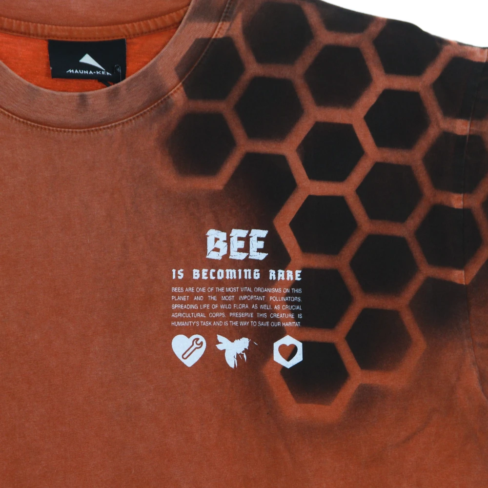 Mauna Kea Oranje Heren T-shirt met steenwassing Brown Heren
