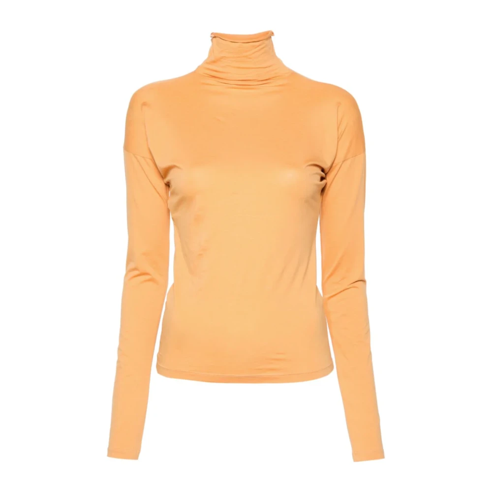 Lemaire Hoge Hals Second Skin T-Shirt Orange Dames