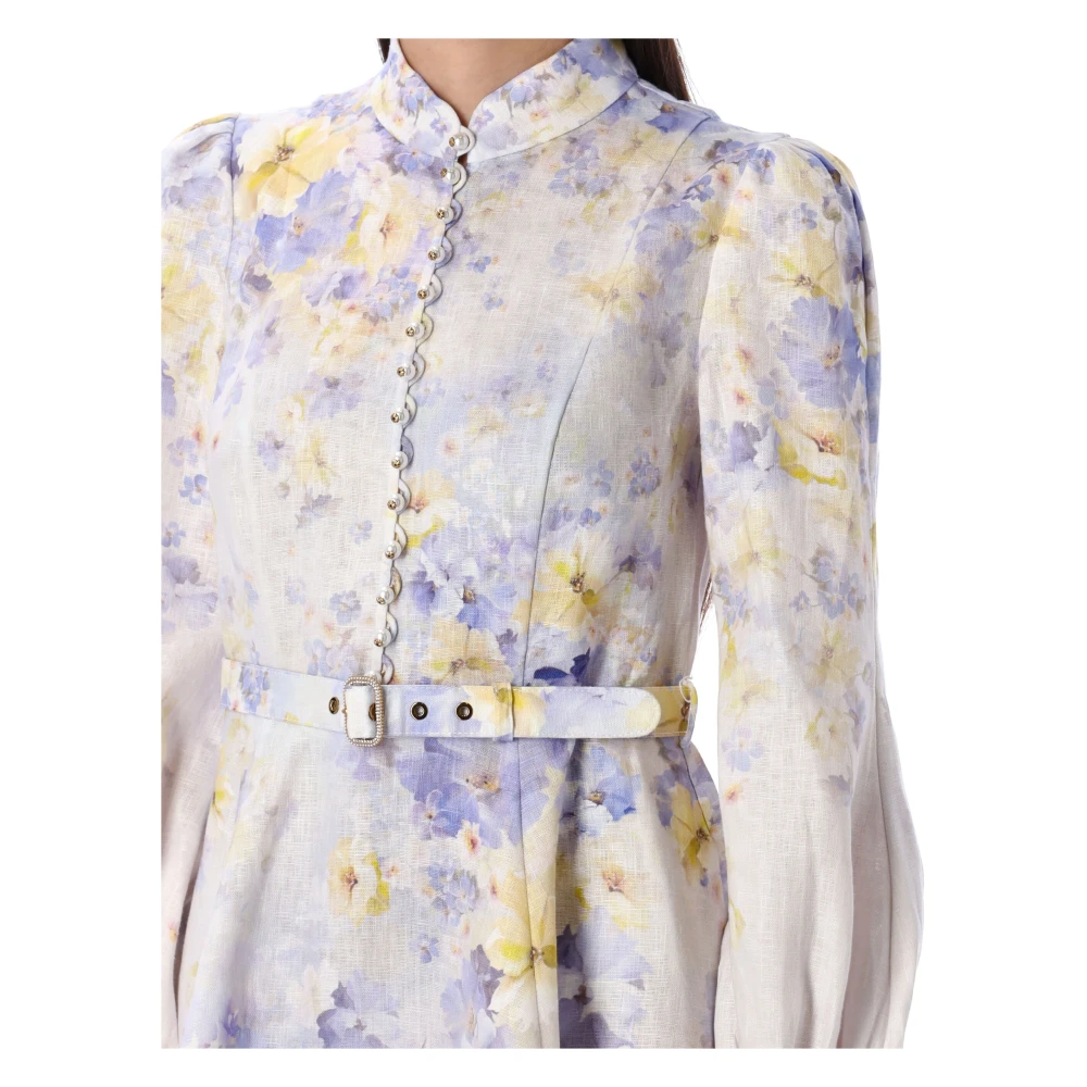 Zimmermann Lila Bloemen Crush Knoop Mini Jurk Multicolor Dames