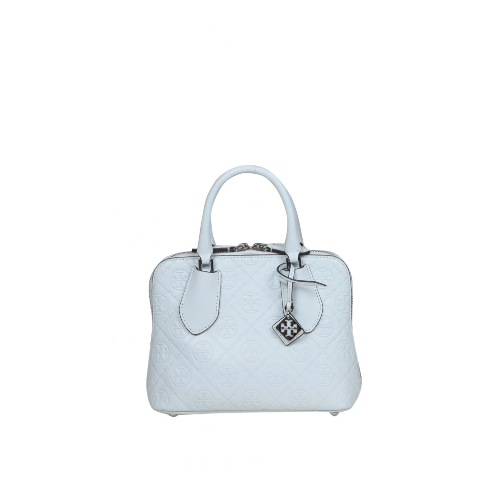 TORY BURCH Mini Leren Koffer Tas Lichtblauw Blue Dames