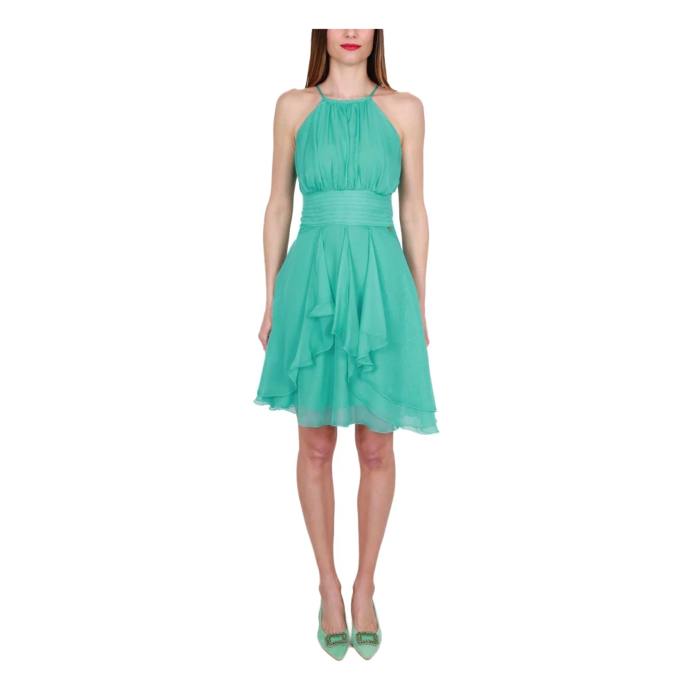 Liu Jo Groene Chiffon Elegante Korte Jurk Green Dames