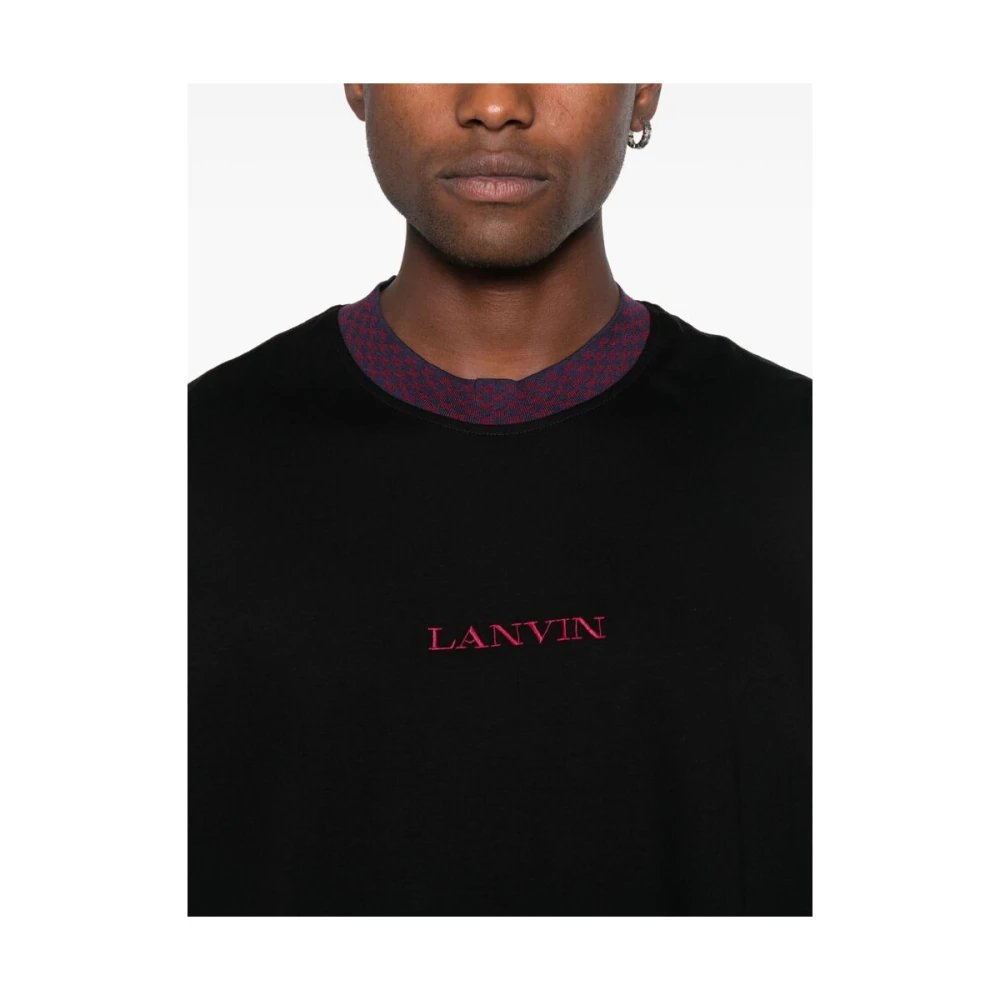 Lanvin Geborduurd Logo Crew Neck T-shirt Black Heren