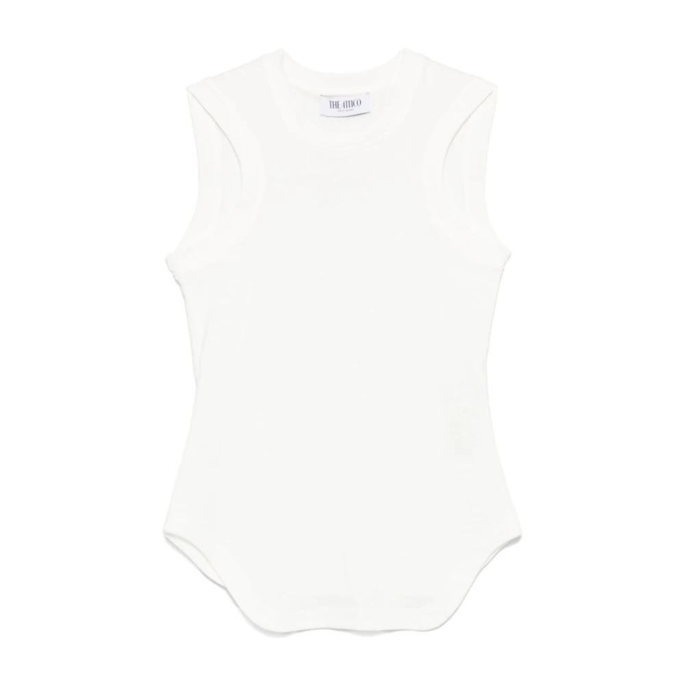 The Attico Witte Mouwloze Katoenen Tanktop White Dames