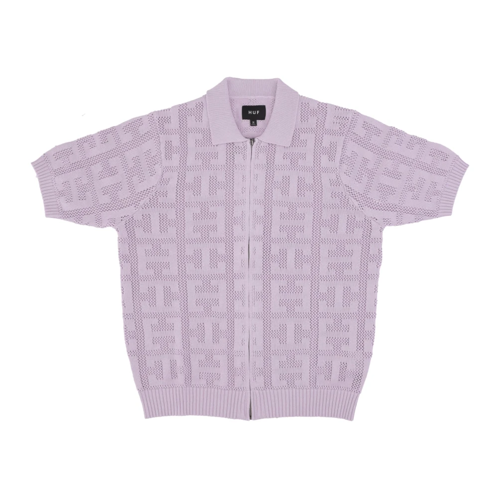 HUF Monogram Jacquard Zip Sweater Lavender Purple Heren