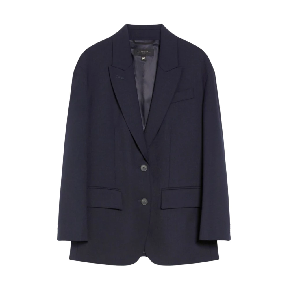 Max Mara Weekend Blauwe Quadro Jas Blue Dames