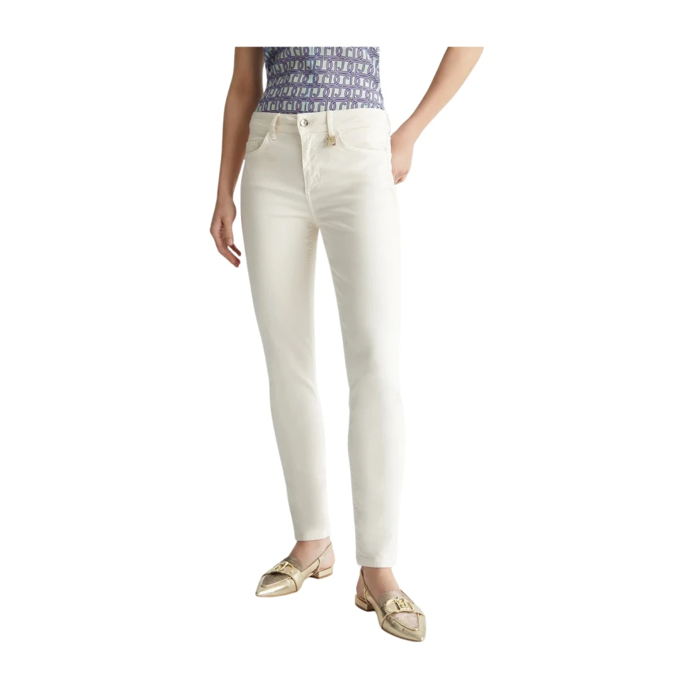 Liu Jo Vrouw Beige High-Waisted Katoenen Broek