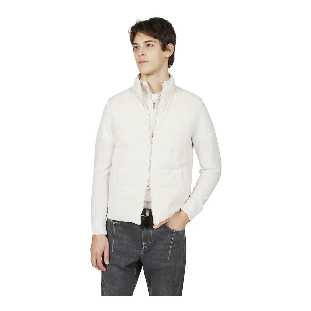 Eleventy Omkeerbaar Fluweel en Nylon Vest Beige Heren
